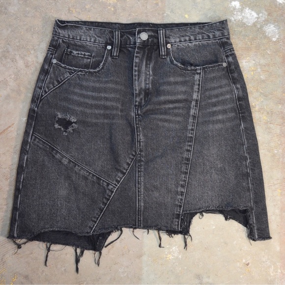 BLANKNYC Black Ice stud detail asymmetrical skirt denim skirt 28 - Picture 1 of 7